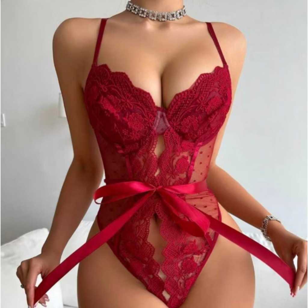 Body Renda Luxo e laço Lingerie Feminina Sexy Naty