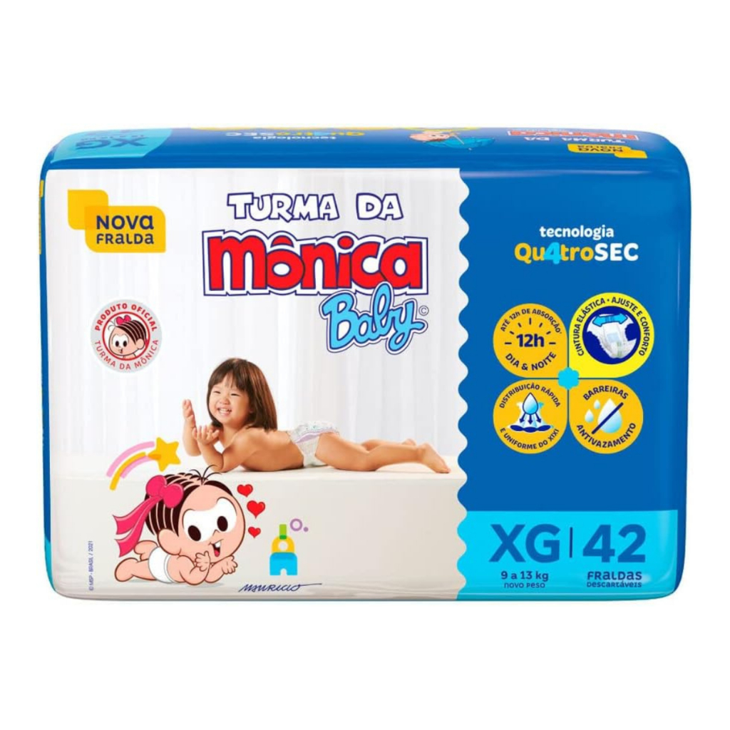Fralda Descartável Turma Da Monica Mega Xg com 42 Unidades em Oferta na Shopee