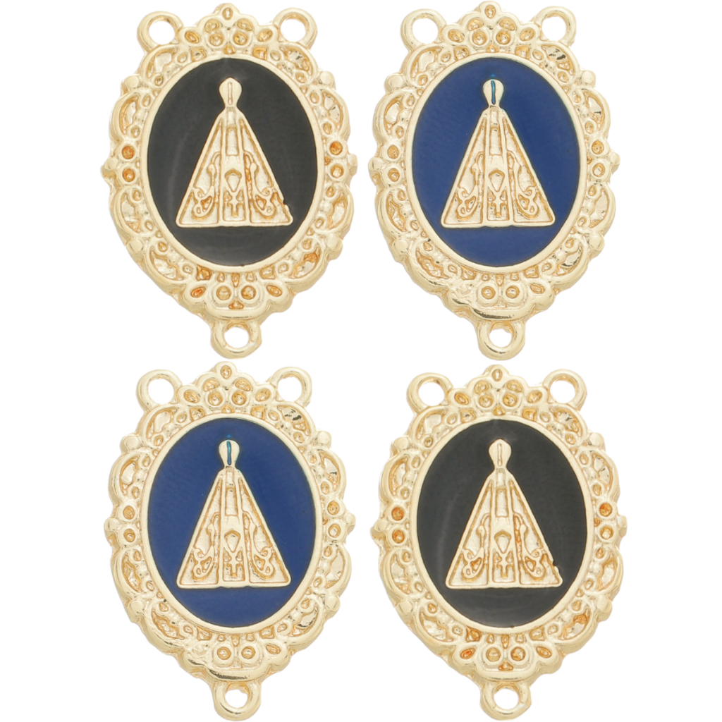 Kit 4 Entremeio Para Terço Nossa Senhora Resinado Dourado Cataforético Bijuteria Religioso