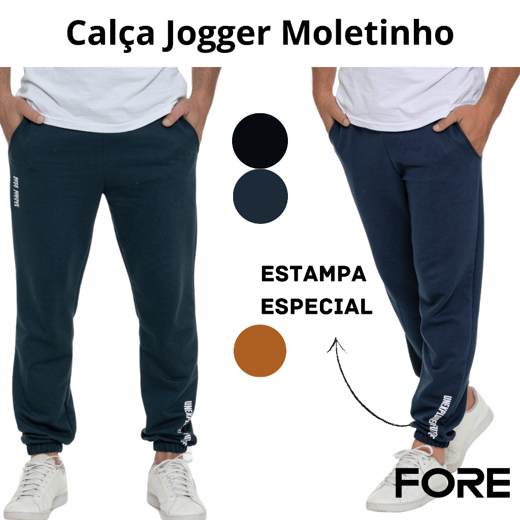 Calça Moletinho Masculina Slim Jogger Moda 010976-A