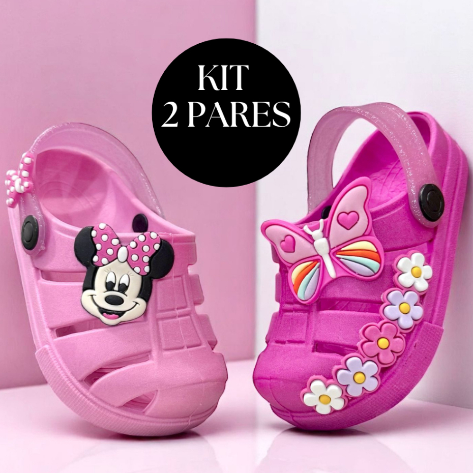 Kit 2 Pares Infantil Menina Papete Babuche Feminino Leve Confortável Promoção Maria Fiore