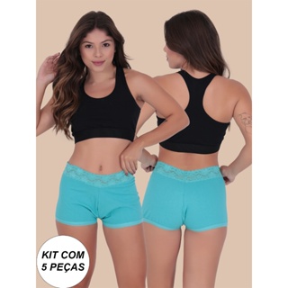 KIT 5 Calcinhas Short Copacabana de Algodão Lingerie Moda Feminina Íntima em Oferta na Shopee