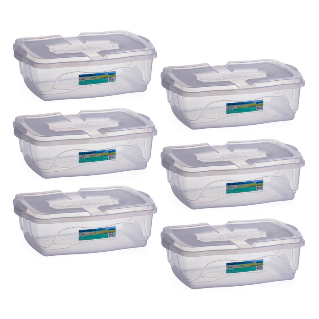 Kit Caixas Organizadoras 12L Plástico Transparentes com Tampa Para Roupas Brinquedos Sapatos em Oferta na Shopee
