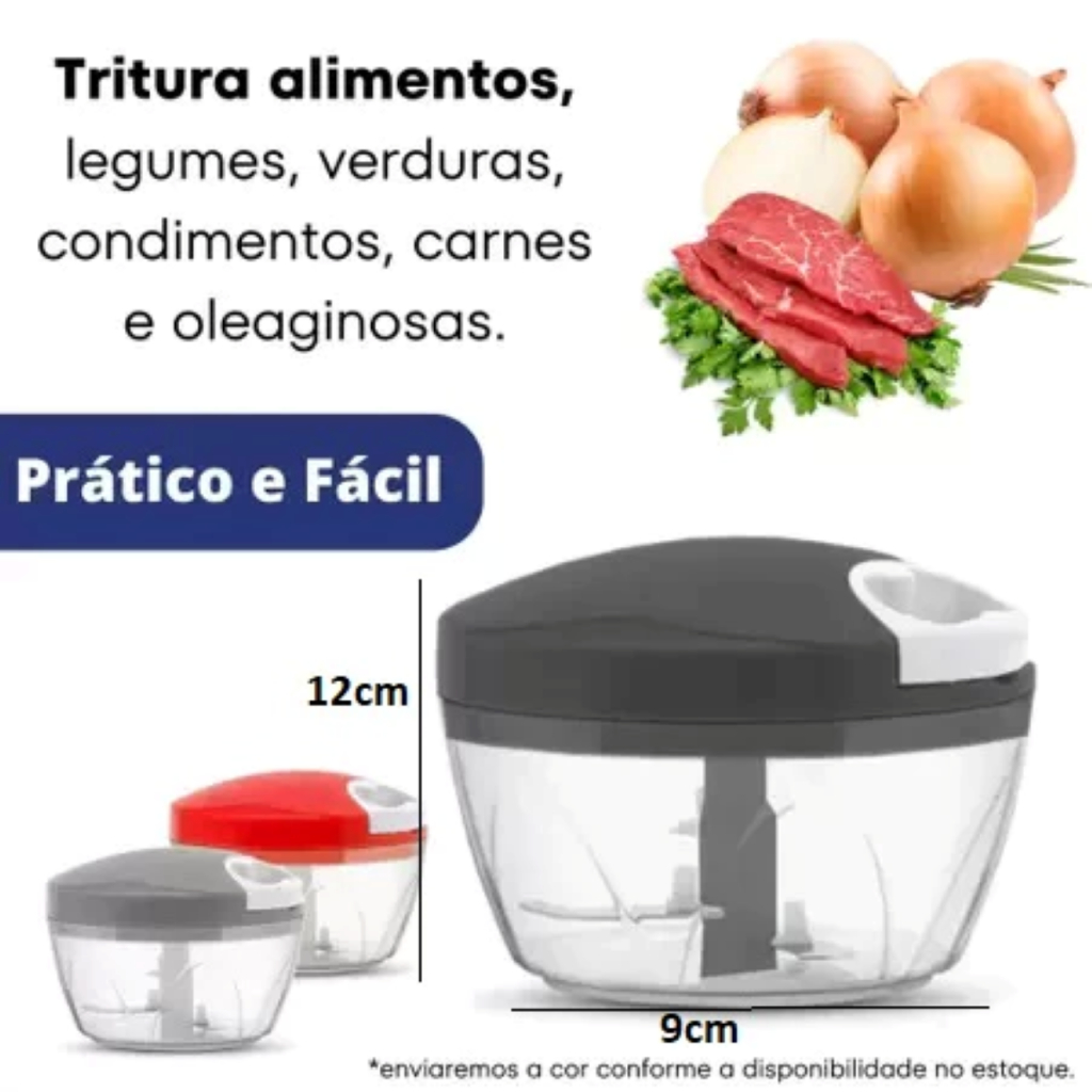 Processador Manual 200ml 2 Lâminas 12X9X12CM Alimentos Alho Frutas Cogumelos Multiuso Mult...