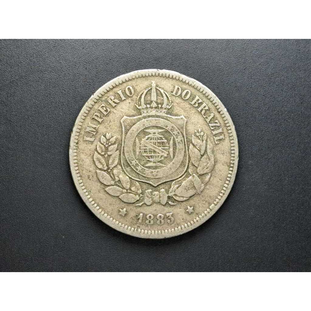 Moeda do Brasil Império, 100 réis de 1883, BC/MBC, cuproníquel, 27mm