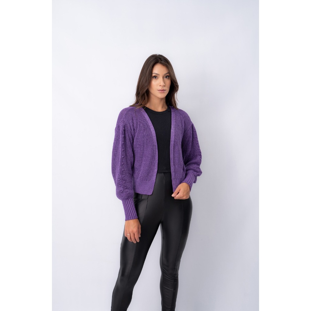 Casaco Cardigan De Tricot Tricô Feminino Manga Longa Inverno.
