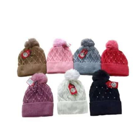 Touca / Gorro de Lã Infanto-Juvenil - Com Apliques - TAMANHO ÚNICO