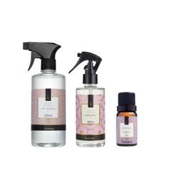 Kit Floral Via Aroma Água Perfumada 500ml + Home Spray 200ml + Essência