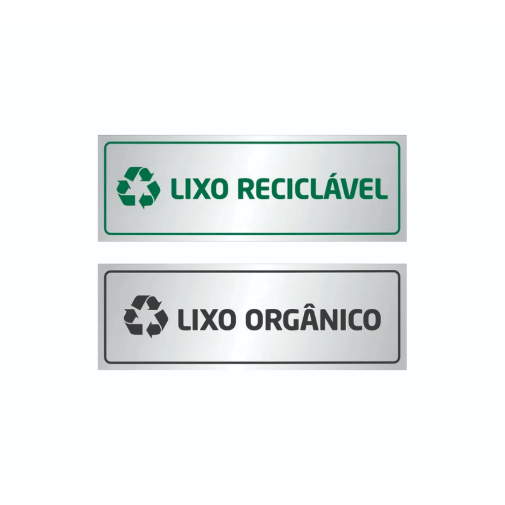 Kit Placas Lixo Reciclável E Lixo Orgânico Alumínio 29x10cm em Oferta na Shopee