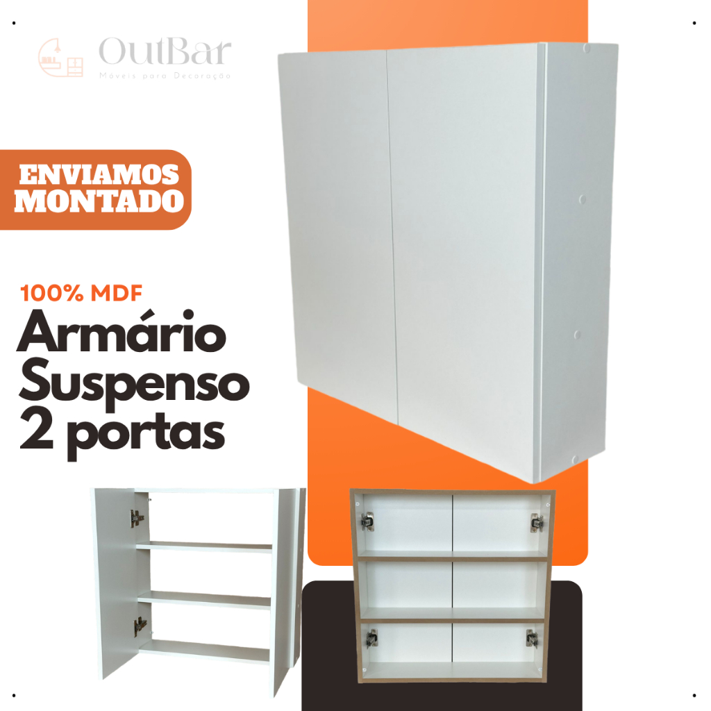Armário Suspenso Para Banheiro Com 2 Portas 60x60x15cm em Oferta na Shopee
