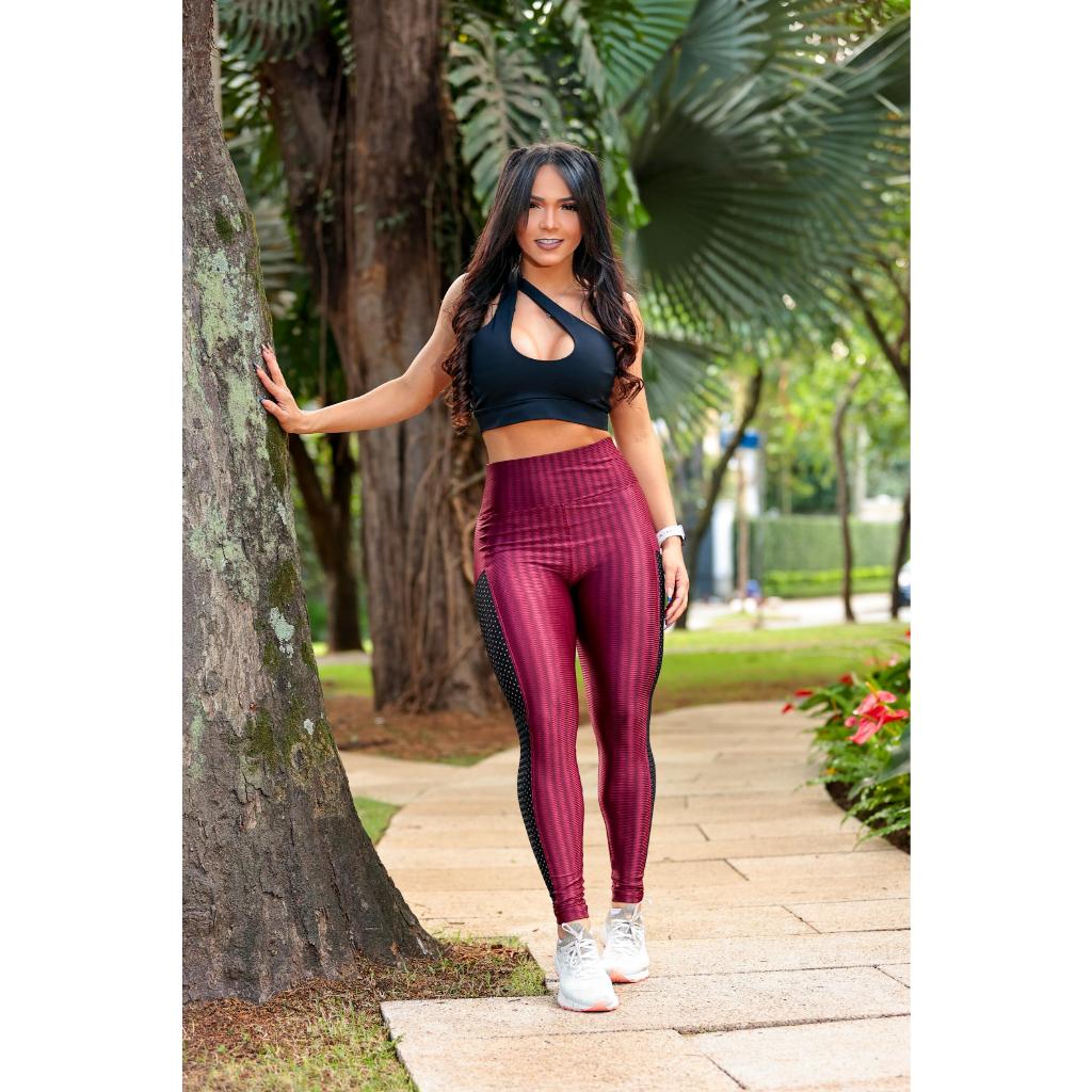 Calça Legging Poliamida 3D Fitness Academia com Detalhe Lateral em Dri-fit PROMOÇÃO