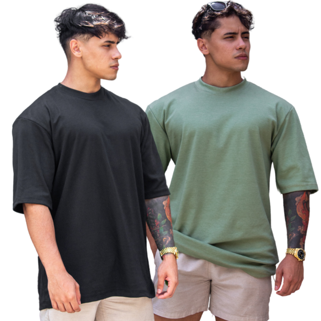 Kit 2 Camiseta Camisa Oversized Masculina Streetwear Mallhão 100% Algodão em Oferta na Shopee