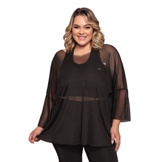 CAMISA BLUSÃO TULE PLUS SIZE FITNESS CASUAL em Oferta na Shopee