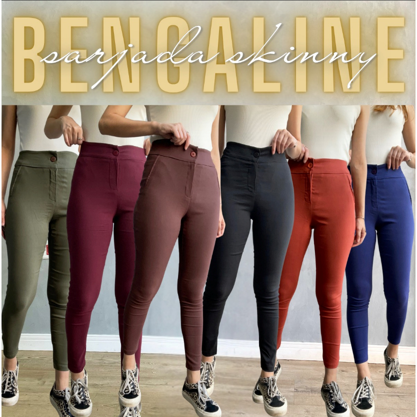 Calça Social Feminina Bengaline Sarjada com elastano Skinny em Oferta na Shopee