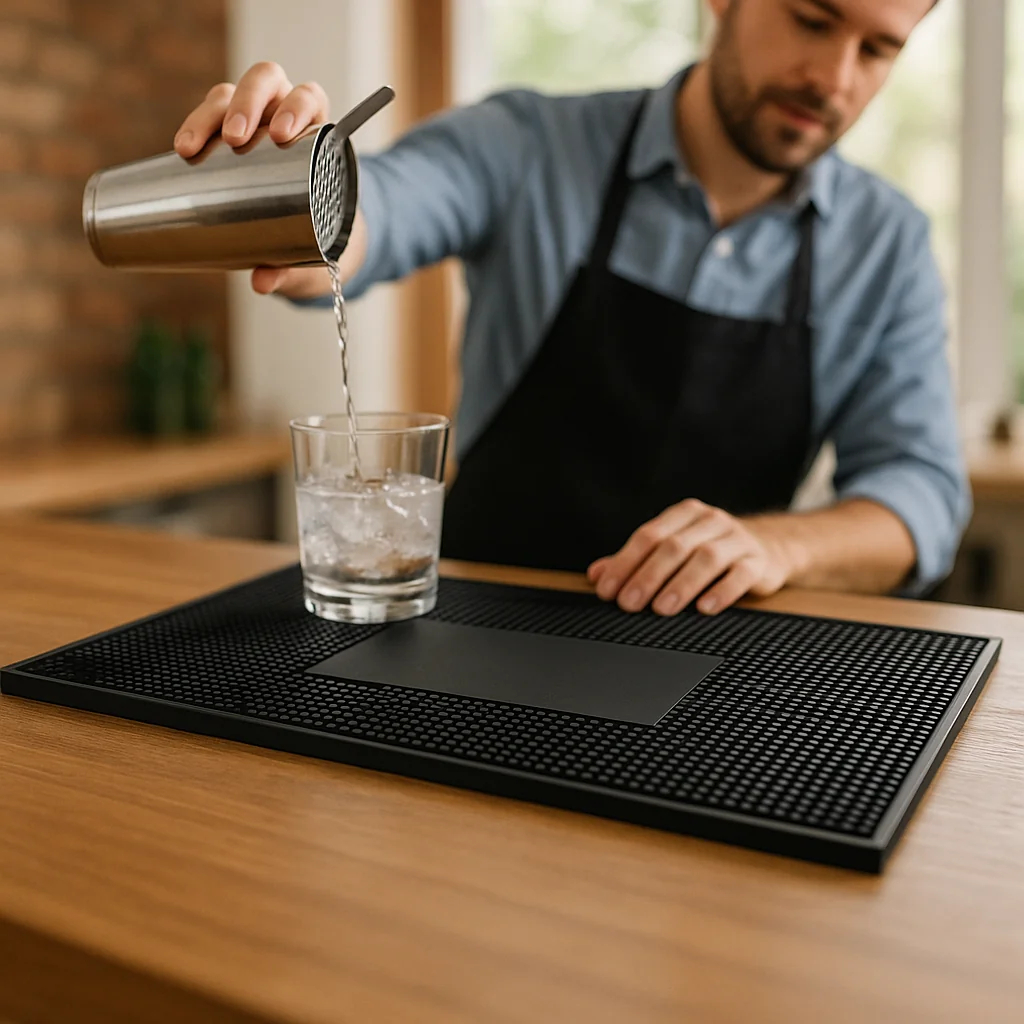 Tapete Barmat Porta Copo Pia Borracha Flexível Preto Antiderrapante Gourmet Louça Envio Já