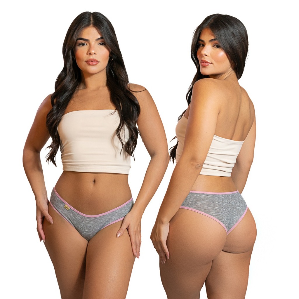Kit 5 calcinhas tanga conforto básica feminina