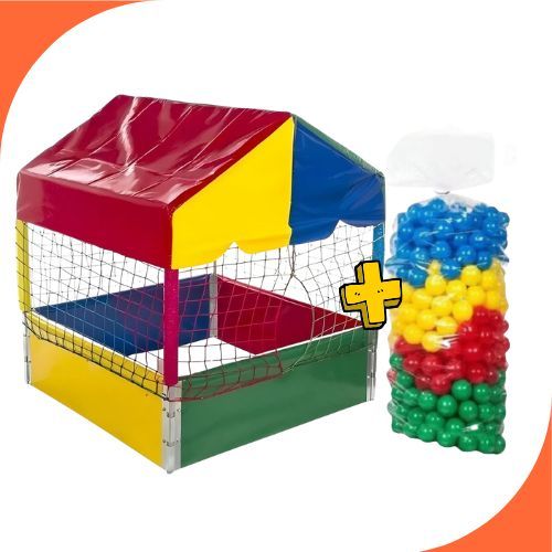 Piscina De Bolinha Quadrada 1,00m Premium KIT COM 100/200/300/400/500 Bolinhas