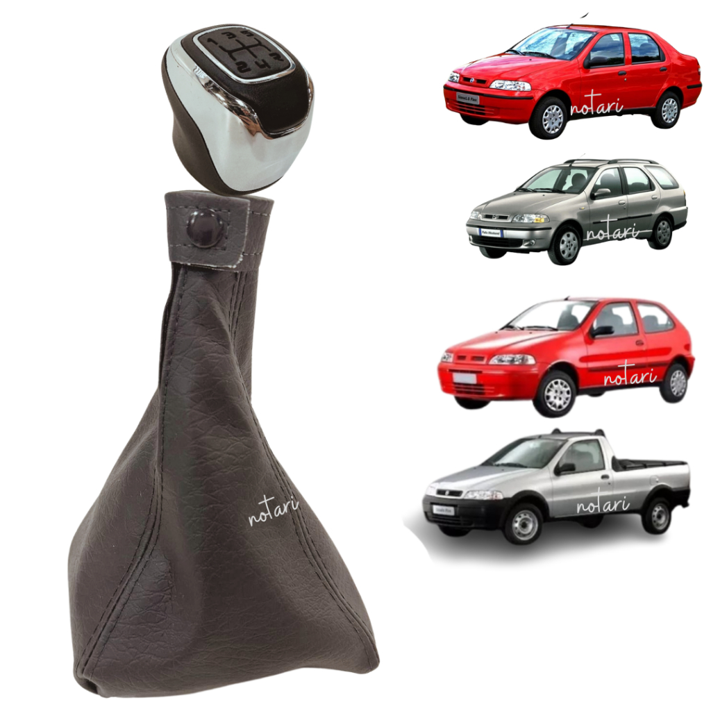 Kit Coifa manopla cambio  + Bola de Câmbio CROMADA  FIAT