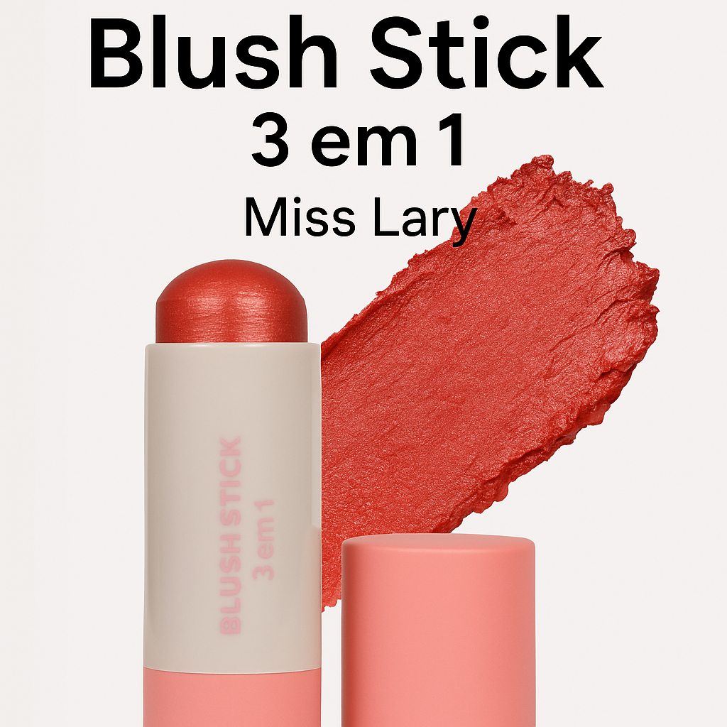 Blush Stick 3 em 1 Sombra, Batom, Blush Miss Lary 7g