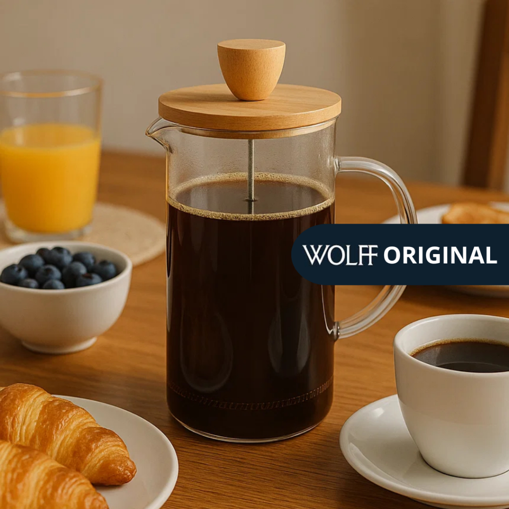 Cafeteira Prensa Francesa em Vidro Borossilicato e Bambu 600ml - Wolff Original