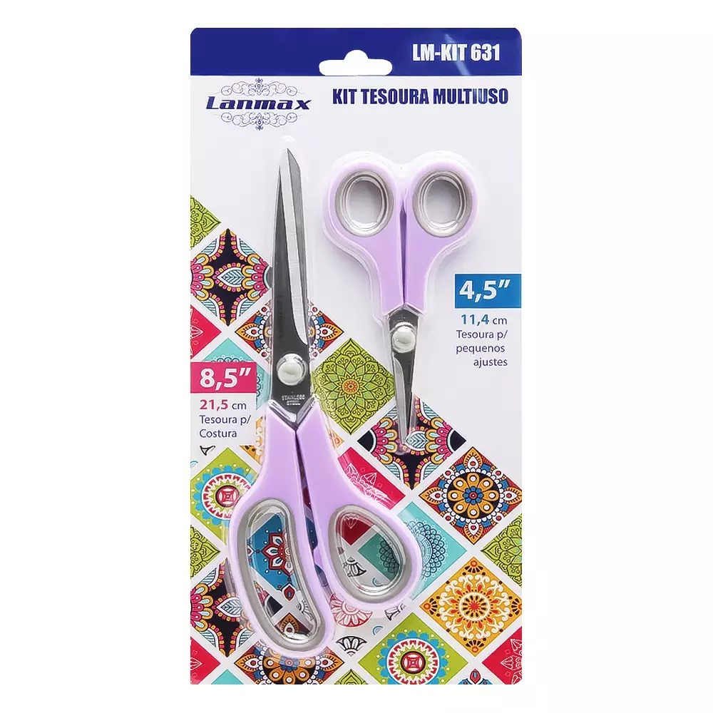 Kit 2 Tesouras Multiuso Lanmax