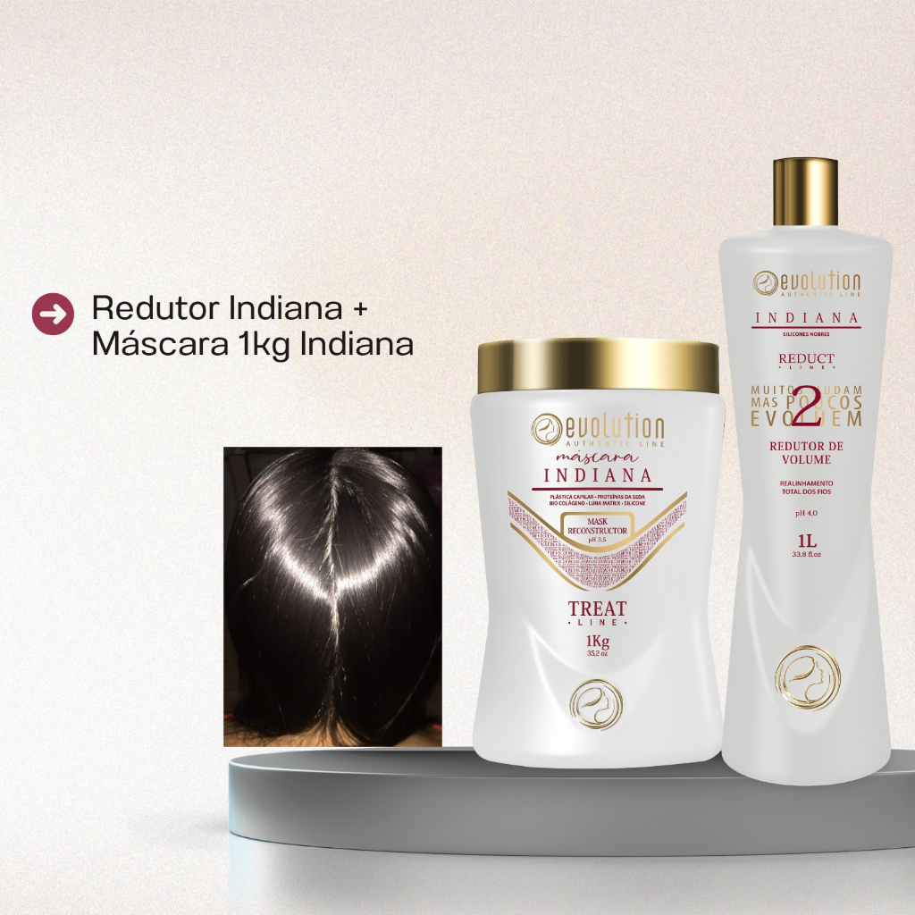 Evolution, Kit plástica indiana Mascara reconstrutora + redutor liso espelhado treat profissional