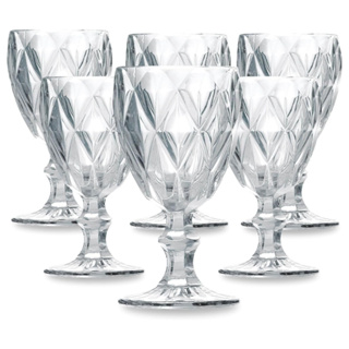 Jogo de Taças de Vidro Luxo Diamond Bico de Jaca Vinho Suco Água 340 Ml em Oferta na Shopee