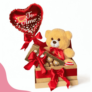 Presente Dia dos Namorados com ursinho, bombons Ferrero e balão Te Amo – Kit Romântico em Oferta na Shopee