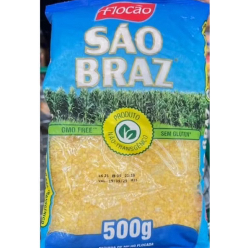 Flocão de Milho São Braz 500g Cuscuz não Transgênico 100% Natural Sem Glúten