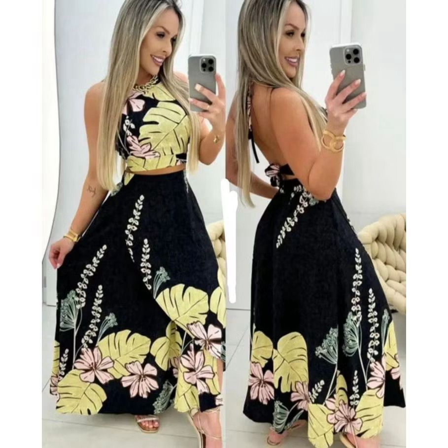 Conjunto Saia e Cropped estampa exclusiva moda verão 2025
