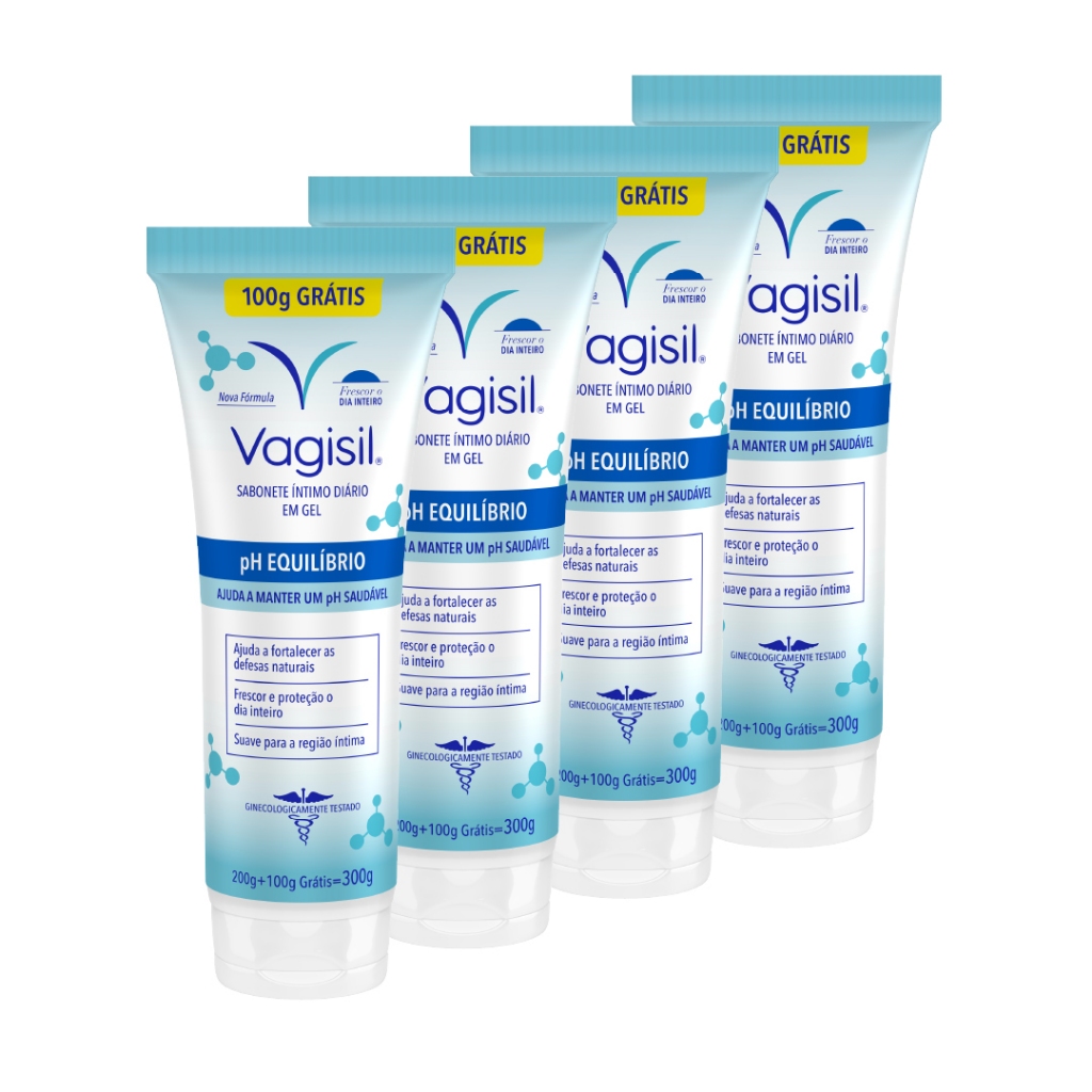 Kit 4x Vagisil Sabonete Líquido Íntimo PH Equilíbrio 200 + 100g Grátis em Oferta na Shopee