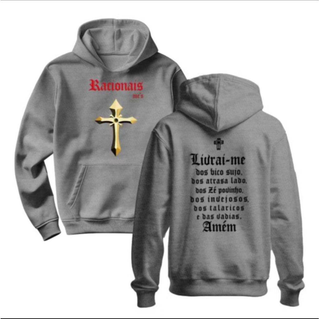 Blusa de Frio Masculino Adulto e Infantil Racionais Moletom Flanelado Alta Qualiade Agasalho Com Bolso