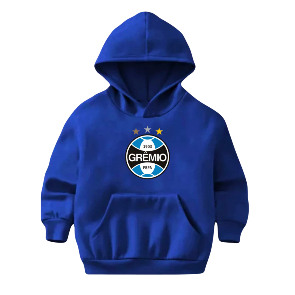 Moletom Infantil Flanelado Canguru Blusa Quentinha Casaco Gremio Estampado