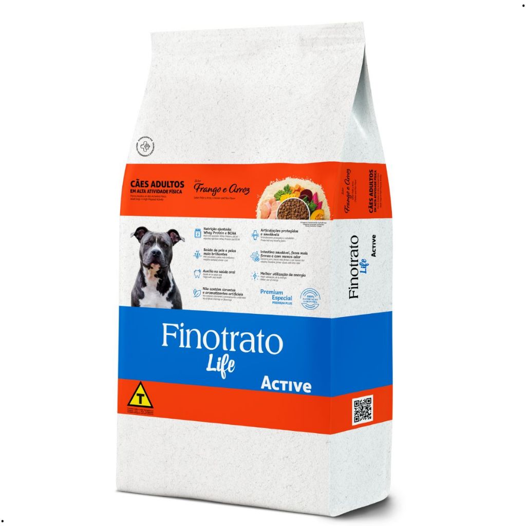 Ração Finotrato Life Active 15Kg Alimento Cães Adultos Frango Arroz Pit Bull Alta Atividade Física em Oferta na Shopee