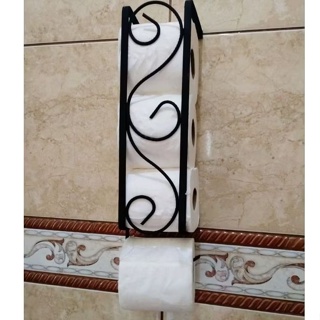 suporte de parede para Papel Higiênico 4 rolos Preto Fosco em Oferta na Shopee