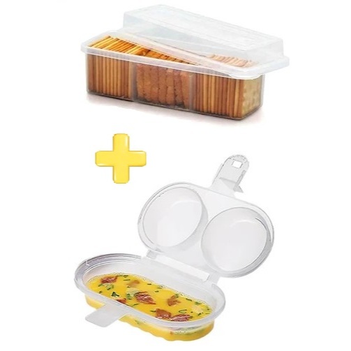 KIT OFERTA Porta Biscoito e Torradas Com Divisórias e Forma de Ovos e Omeleteira P/ MICROONDAS Nitron