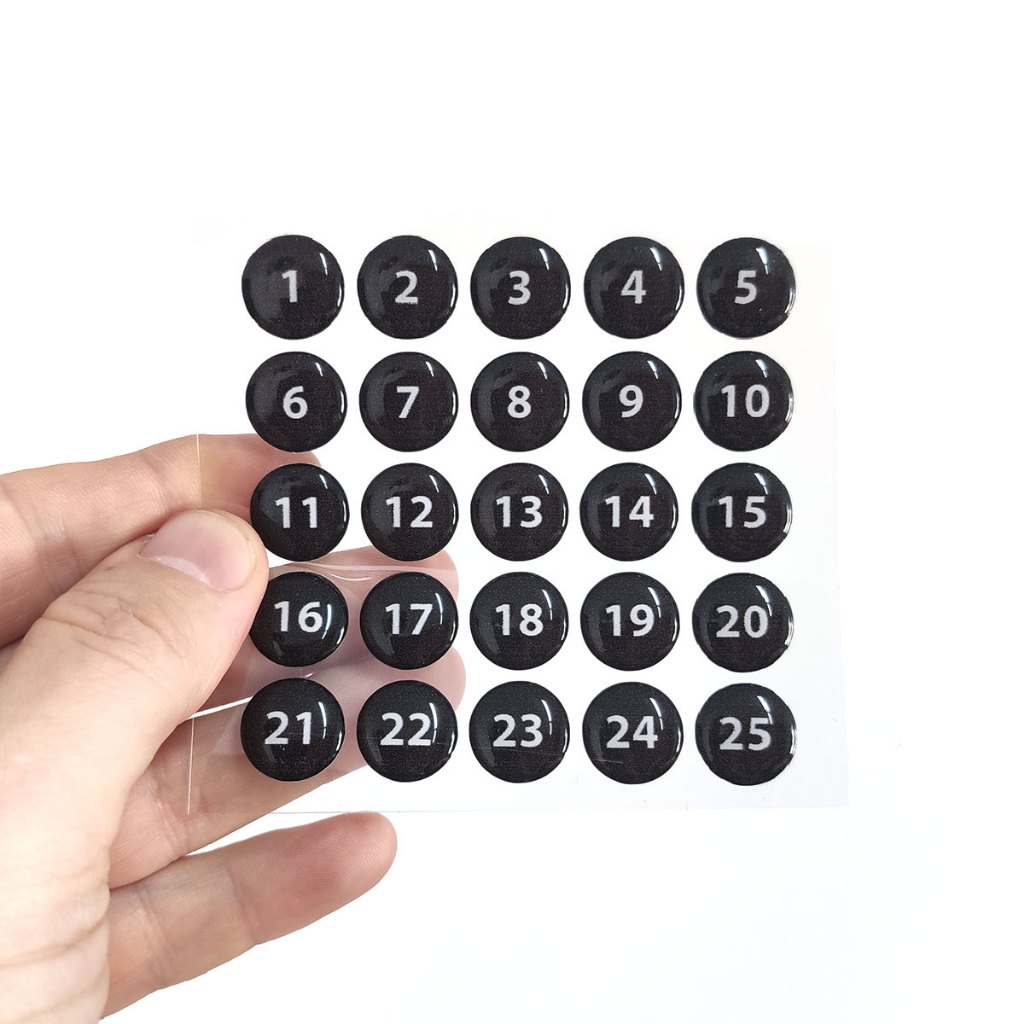 Etiqueta Resinada Para Identificação - 25, 50 ou 100 Números - Medida 1,5 cm em Oferta na Shopee