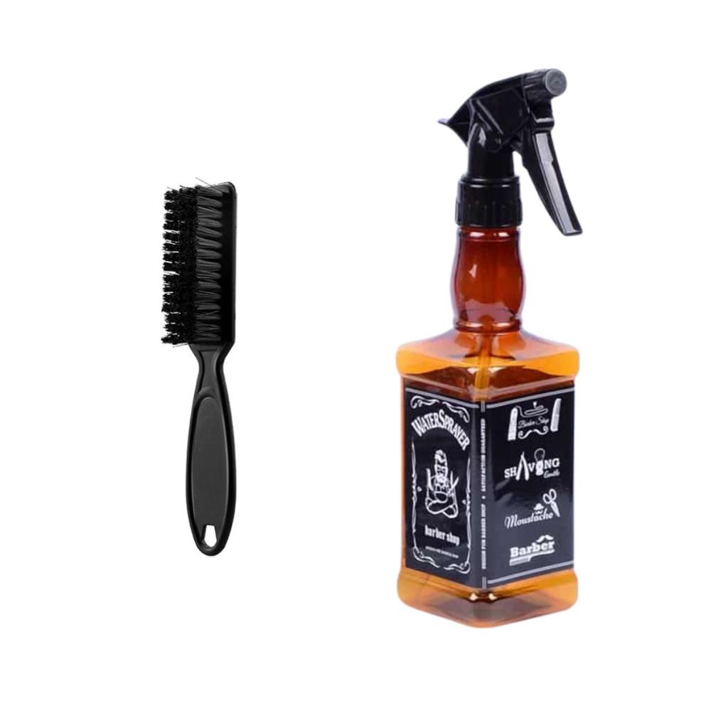 Kit Borrifador Jack Daniels Whiskey + Escova Disfarce para Barba Profissional Cabelereiro Barbeiro