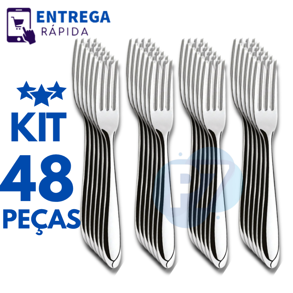 Kit 48 Garfos de Churrasco Inox Cozinha Jogo de Talhares Kit Talheres Aço Inoxidável Garfo Inox em Oferta na Shopee