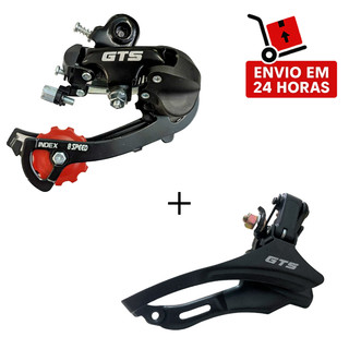 Kit Cambios 21 GTS Bicicleta Cambio Dianteiro Puxa por Cima e Traseiro 7v Bike