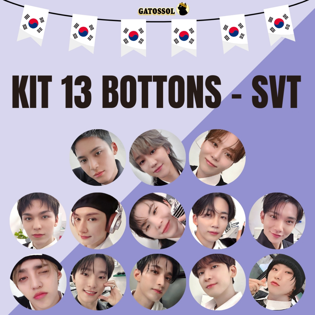 KIT Seventeen 13 Bottons 4,5CM Broche SVT CARAT KPOP-IDOL-COREANO- K-POP Bottom/botton Boton Buton Boton Button Pin