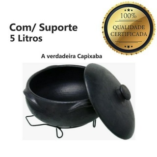 Panela de Barro Capixaba Para Peixada\Moqueca\Pirão 5 Litros + Suporte