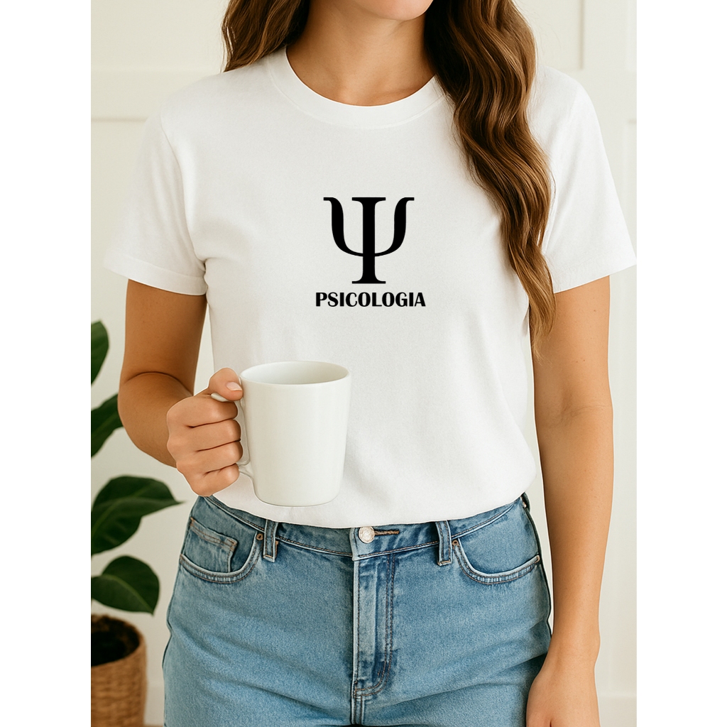 Camiseta Babylook Tshirt Feminina Faculdade Psicologia Curso Psicologo Curso Simbolo 100% Algodão