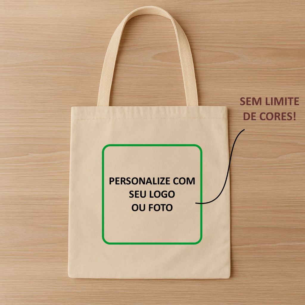 6 Ecobags Personalizada Com Logo Foto Arte Algodão Cru Sacola de Tecido REC tore Tote Bag