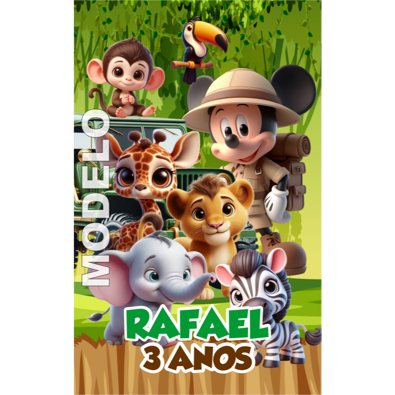 15 Adesivos Tubete Mickey Safari M5 - Etiqueta - Rótulo - Lembrancinha - Tag