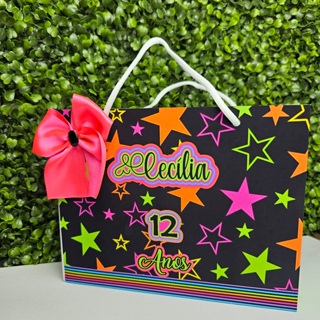 Sacolinha Horizontal NEON PARTY - Personalizados - Festa infantil - Aniversário - Lembrancinha em Oferta na Shopee