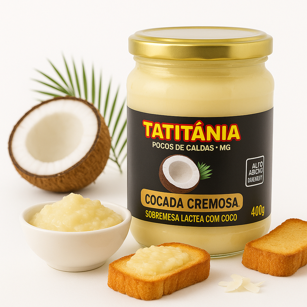 Doce de Cocada Coco Cremosa Sobremesa Láctea 400g - Tatitânia