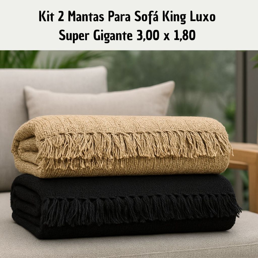 Kit 2 Mantas Para Sofá King Luxo Super Gigante 3,00 x 1,80 Mts Tipo Capa De Sofá Direto da Fábrica  Melhor Valor(Areia)
