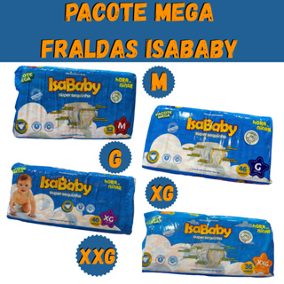Fralda Infantil Super Sequinha Mega M G XG XXG Fecho Ajustável Hipoalergênico Pacote Grande Proteção Prolongada IsaBaby em Oferta na Shopee