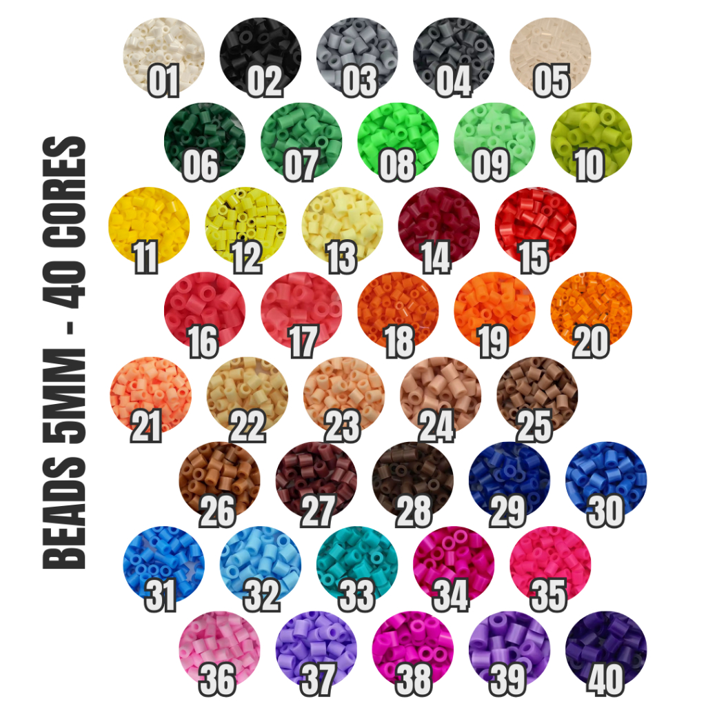 Hama Perler Beads 5mm - 40 CORES (500unid por pacote) Marca Artkal em Oferta na Shopee